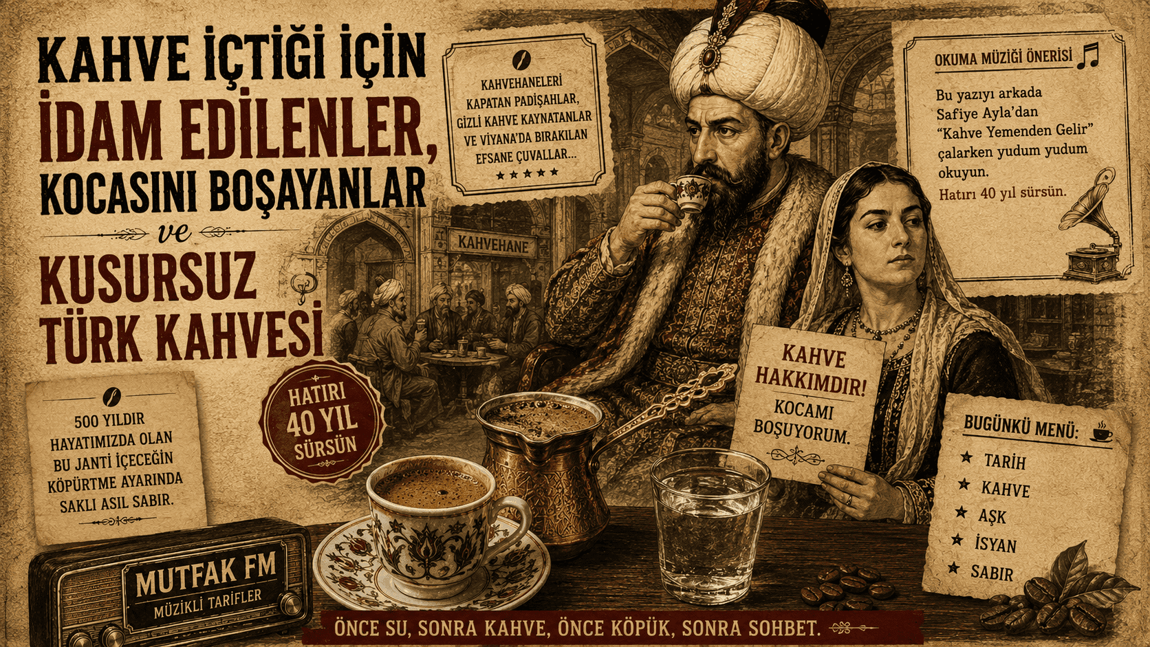 Osmanlı kahve kültürü, Türk kahvesi ve IV. Murad dönemini konu alan Mutfak FM illüstrasyonu